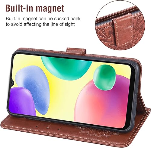 Miniatura 3 de Asuwish Funda de teléfono para Xiaomi Redmi 10A9C Wallet Cases con protector de pantalla de vidrio templado, funda delgada con tapa abatible,