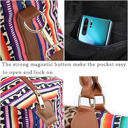 Miniatura 3 de Bolsa de fin de semana, bolsa de lona para mujer, bolsa de viaje grande, bolsas de fin de semana para la noche con correa para el hombro, vaca