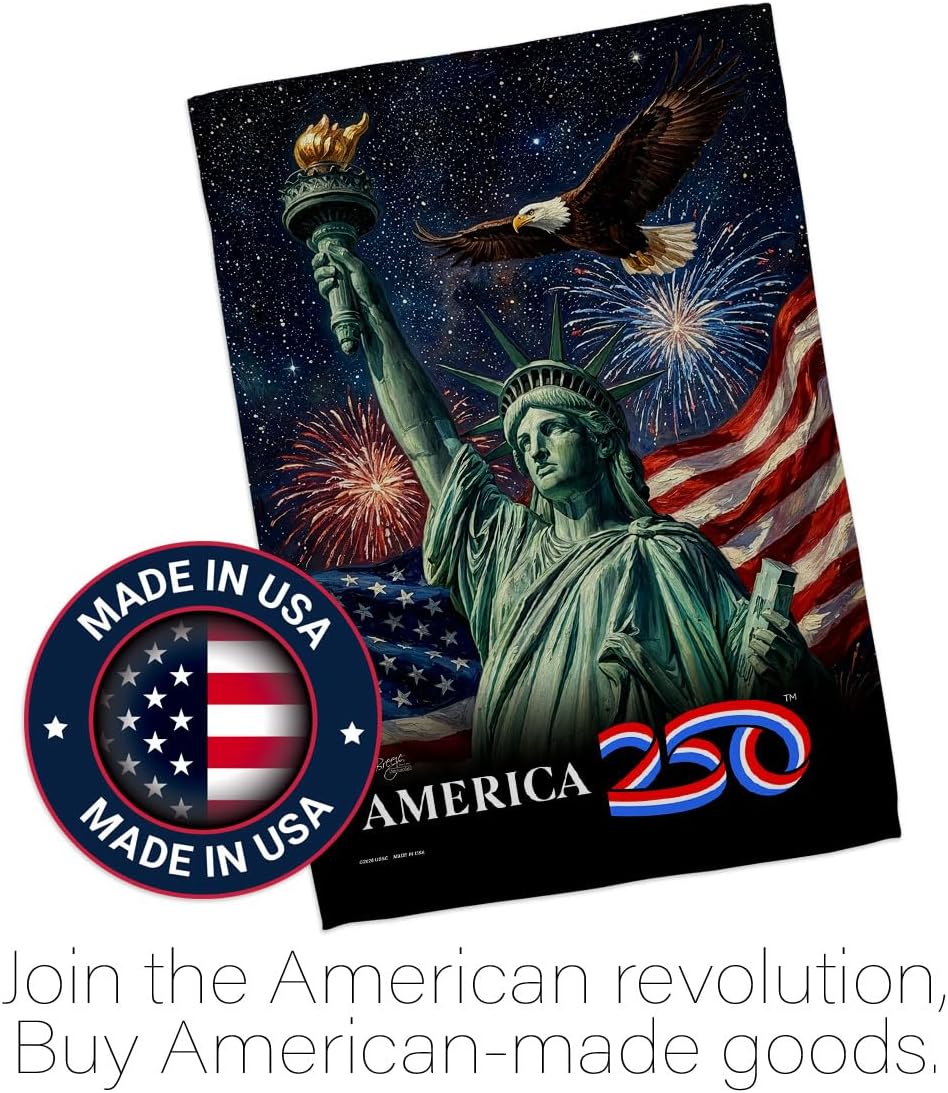 America 250 Flag Statue of Liberty 4th of July Eagle Pole Kit Garden Poster Yard Sign Official Licensed Merchandise Wall Decor Canvas Print Textile Woven Tapestry USA 250th Anniversary Decoration Gift