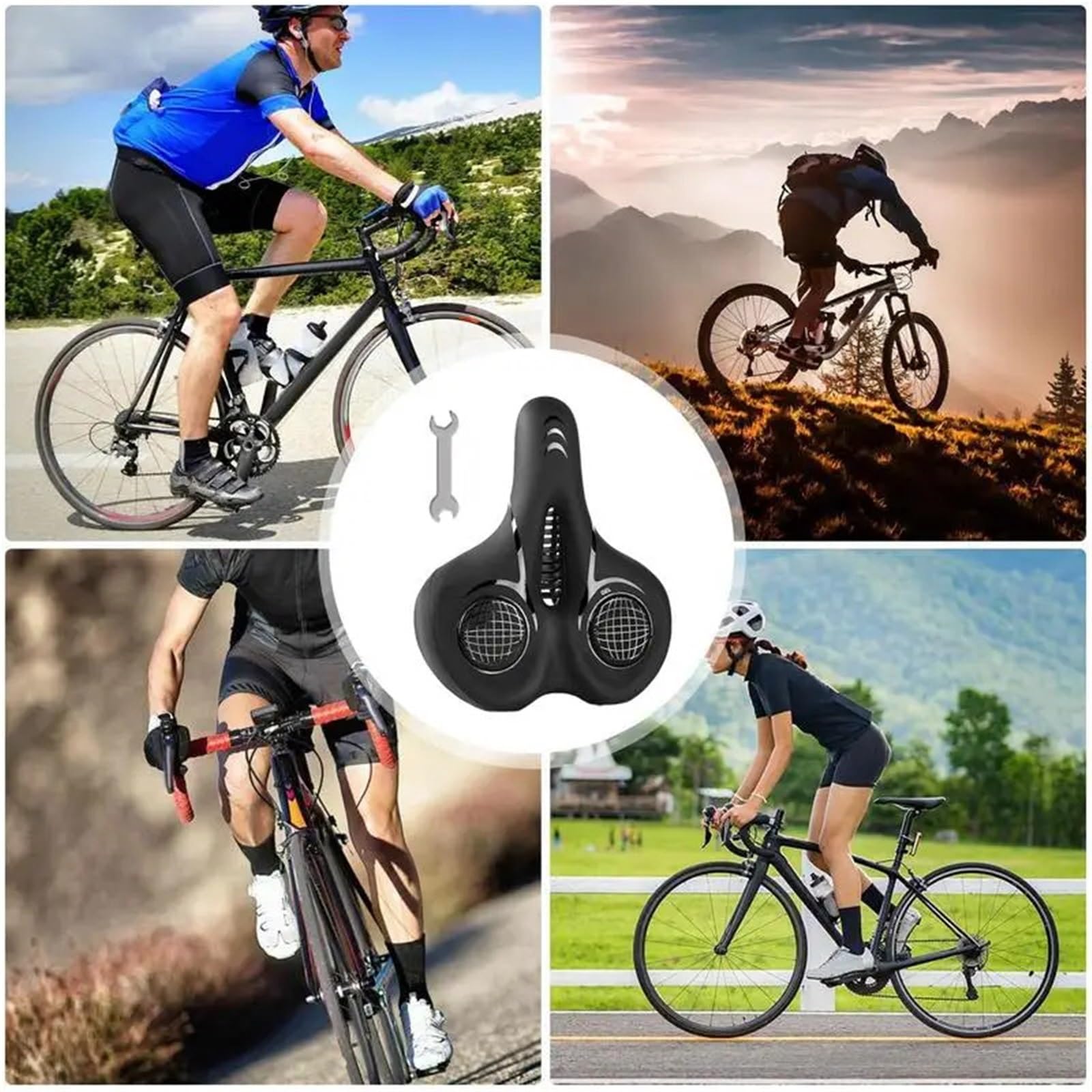 Fahrradsattel Sitz for Fahrrad, weicher for Radfahrer, stoßdämpfender Fahrradstützsattel, gepolstertes Fahrradsitzkissen for Männer und Frauen