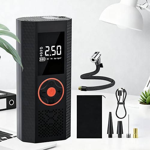 Miniatura 4 de Bomba de aire para neumáticos de automóvil, batería recargable, 7.0 x 3.0 x 2.2 in, bomba de aire multiusos, inflador de neumáticos portátil,