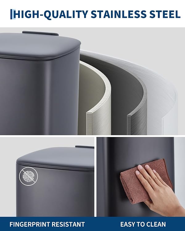 GarveeHome 8 Gallon Step Square Trash Can with Soft-Close Lid, Black by GarveeHome - Used condition - Image 7