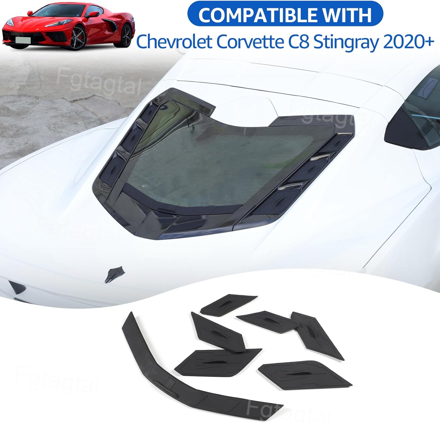 Rear Dry Bay Vent Blocks Cover Rear Window Spoiler Compatible with Corvette C8 2020-2026 Rear Air Vent Water Protection Kit Prevents Excessive Water from Entering The Engine Bay When Washing Car