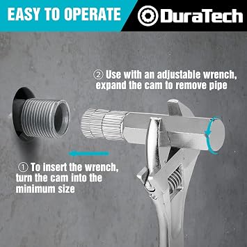DURATECH Internal Pipe Wrench Set, Pipe Nipple Extractor Set, 3-Piece, 3/8,1/2 and 3/4 Pipe Capacities, Organizer Pouch Included