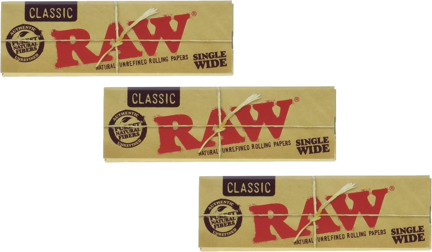 RAW Classic Rolling Papers 70mm Single Wide Size,50 Count (Pack of 6)