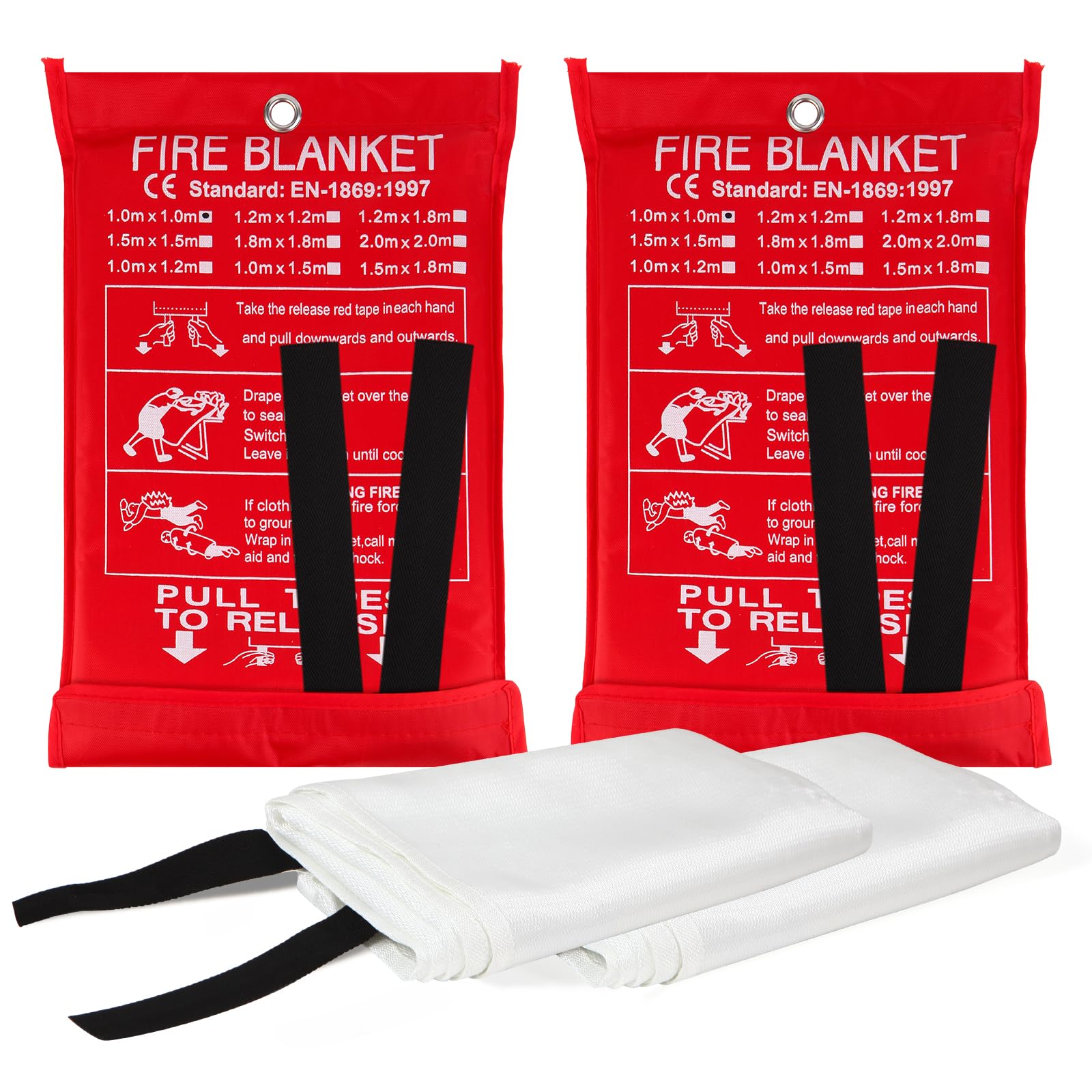 2/4 Pack Fire Blanket Fiberglass Prepared Emergency 39''x39'' Retardant - View #5