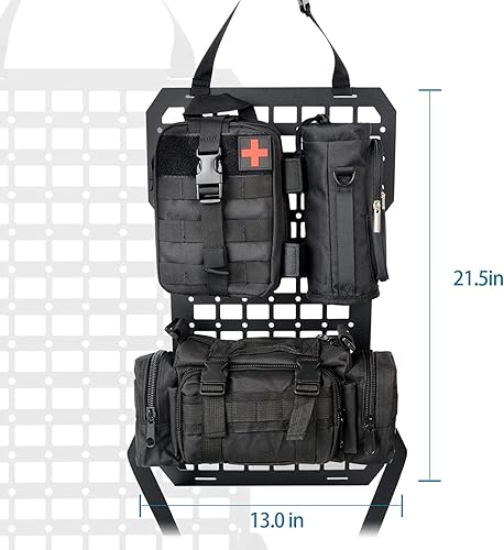 Miniatura 7 de Dos juegos de paneles tácticos rígidos de aluminio Molle con bolsa de almacenamiento multifuncional, bolsa de primeros auxilios médicos, bolsa de