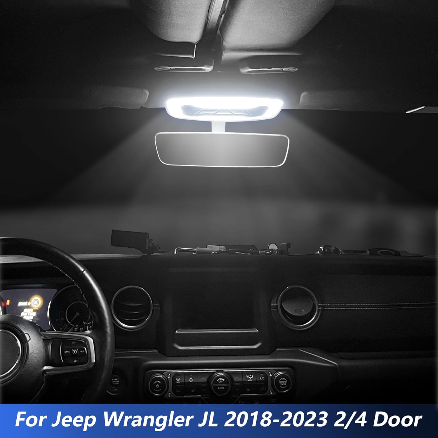 Interior LED Dome Map Light Replacement Compatible With Jeep Wrangler JL Gladiator JT 4XE 2018-2023 Accessories 2/4 Door Front Seat Area - Wiring Work (Electricity)