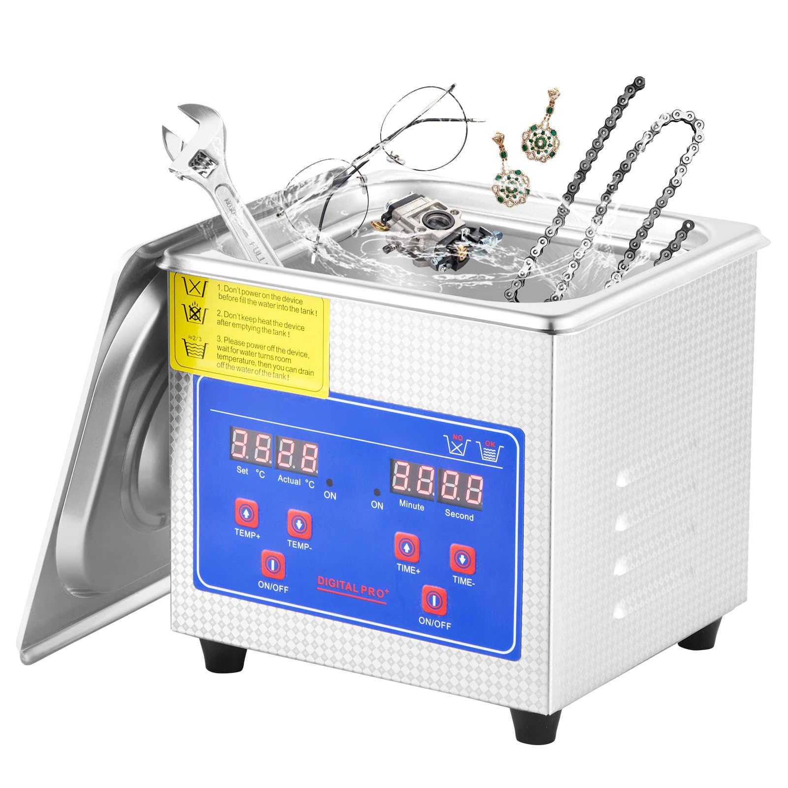 3L Ultraschallreiniger mit Heizfunktion, 40kHz Ultraschallreiniger für Labor, Haushalt, Werkzeuge, Brillen, Schmuck, 120W Ultraschallreinigungsgerät aus Edelstahl für den industriellen Einsatz