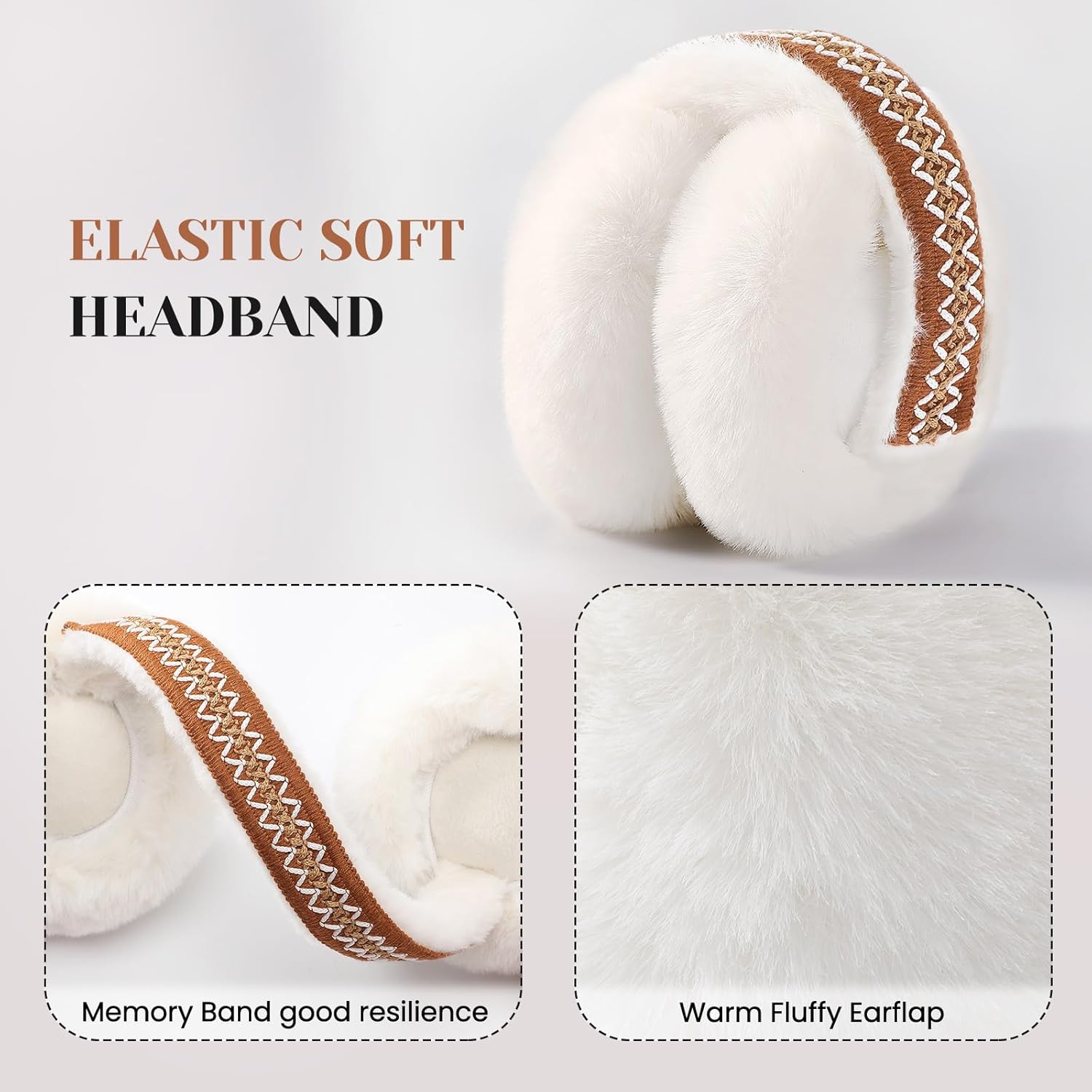 Premillow Ear muffs for Women Winter, Faux Fur Earmuffs, Cute Foldable Fluffy Ear Warmers, Soft Warm Ears Covers for Women - Image 4