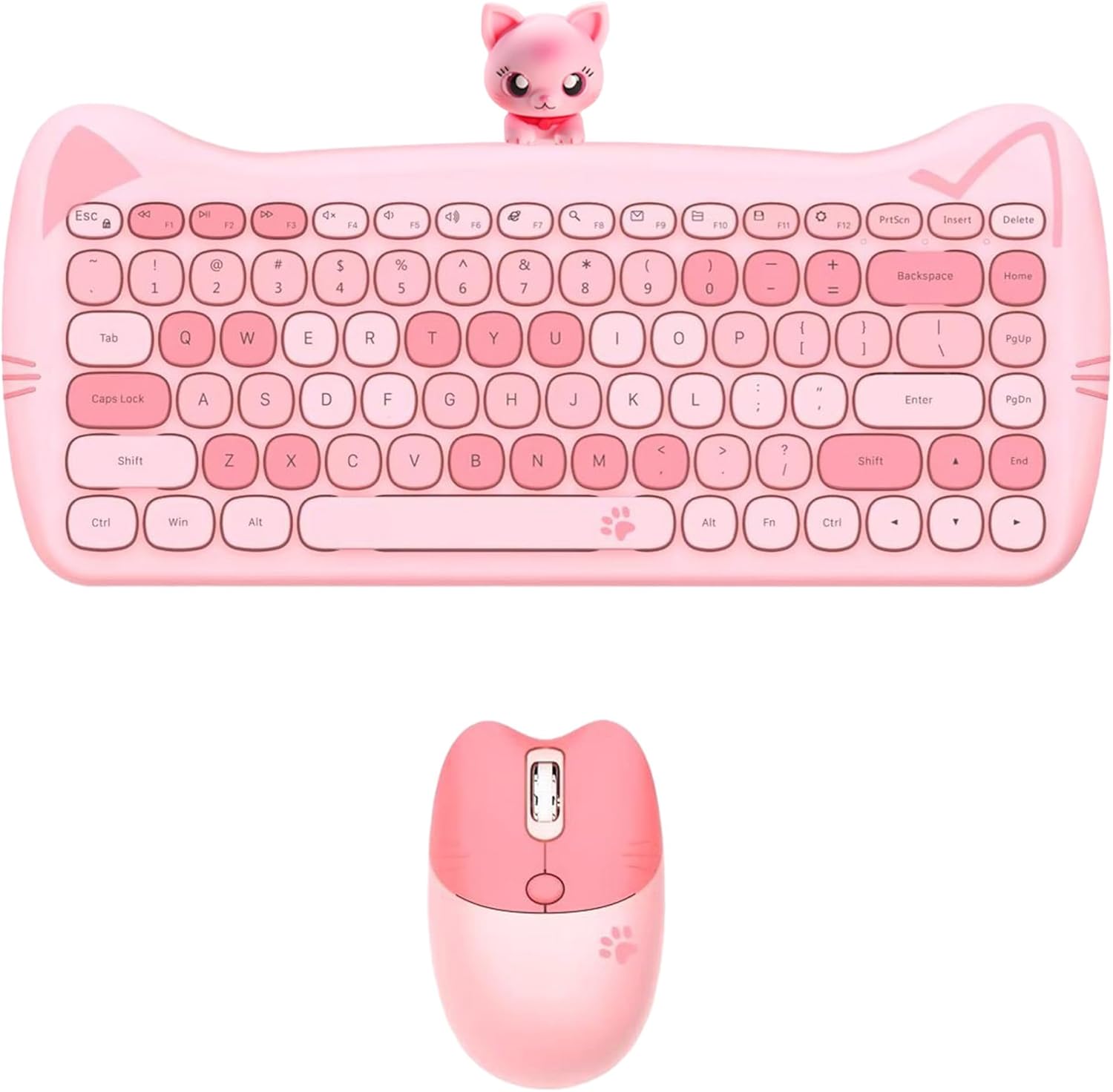 Cute Cat Keyboard and Mouse Combo with Magnetic Cat Figure – Wireless 2.4GHz, Compact Design, for Laptop & Desktop