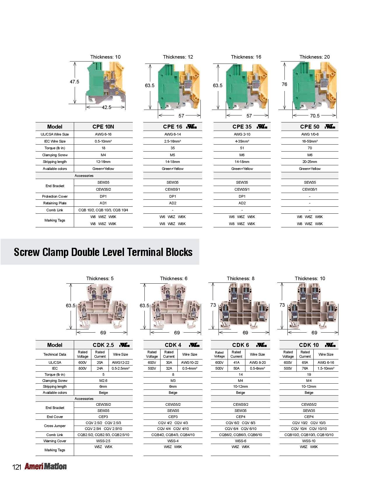 CTR2.5D, Diode Terminal Block, Screw clamp, 2 Poles, L60xH65.5xW5mm, 600V 2A, AWG 12-22, Beige Color, 10pcs Bundle