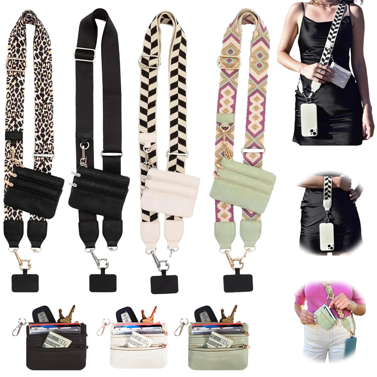 Feetcant Clip and Go Strap for Phone with Wallet Crossbody,2024 New Phone Strap with Zippered Pouch,Adjustable