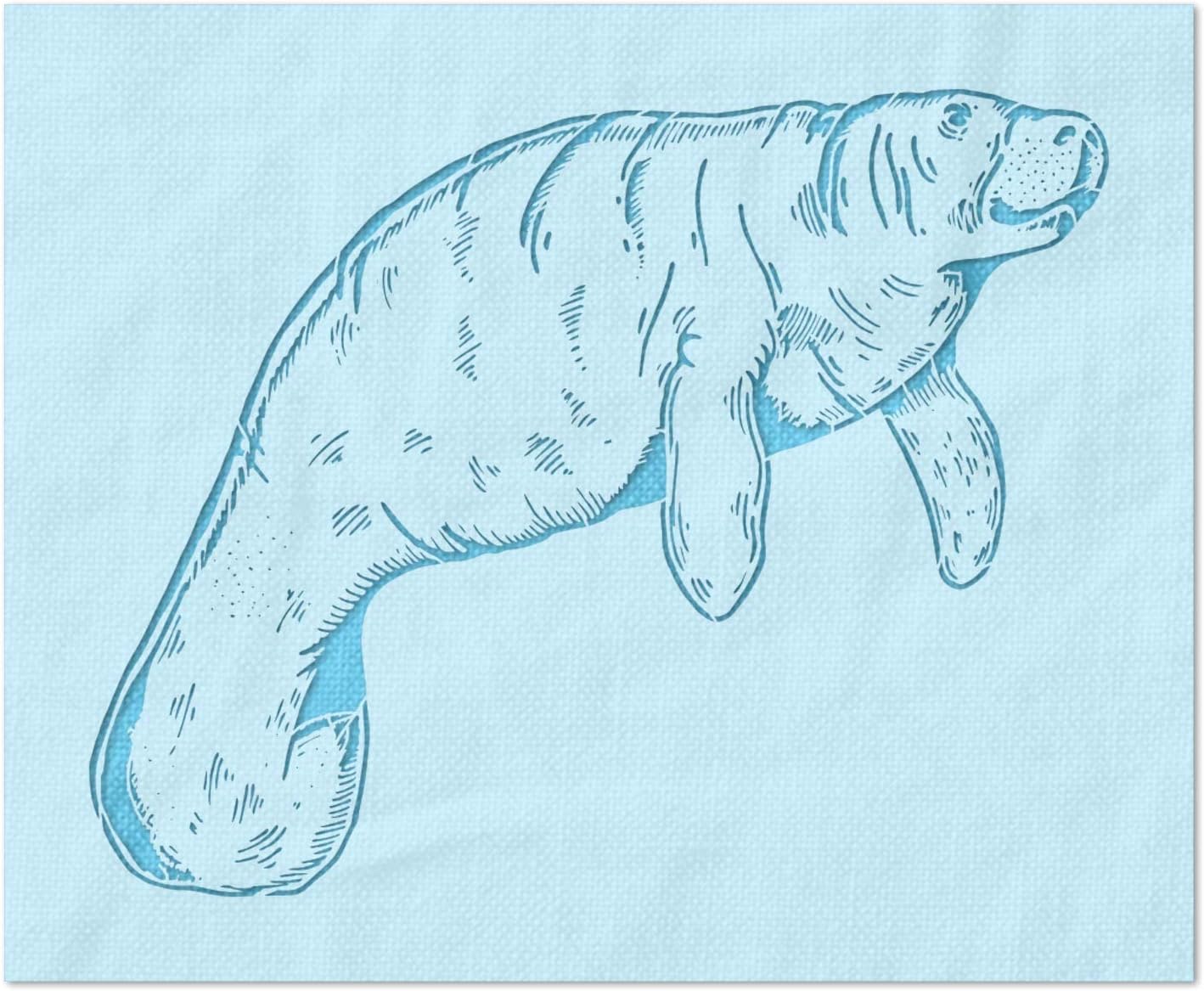 Stencil Stop Manatee Stencil - Reusable for DIY Projects, Painting, Drawing, Crafts - 14 Mil Mylar Plastic (18 x 14.25 inches)