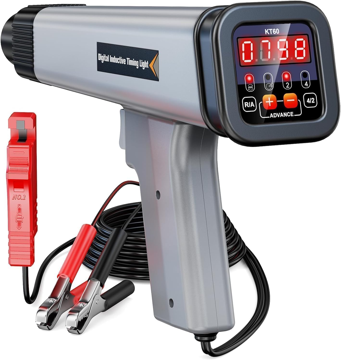 KZYEE KT60 Stroboskoplampe Zündung mit Advance & RPM 12V Zündlichtpistole | LED-Digitalanzeige Blitzpistole einstellbar Zündzeitpunktpistole für 2/4 Takt Auto LKW Motorrad Benzinmotoren Timing Light