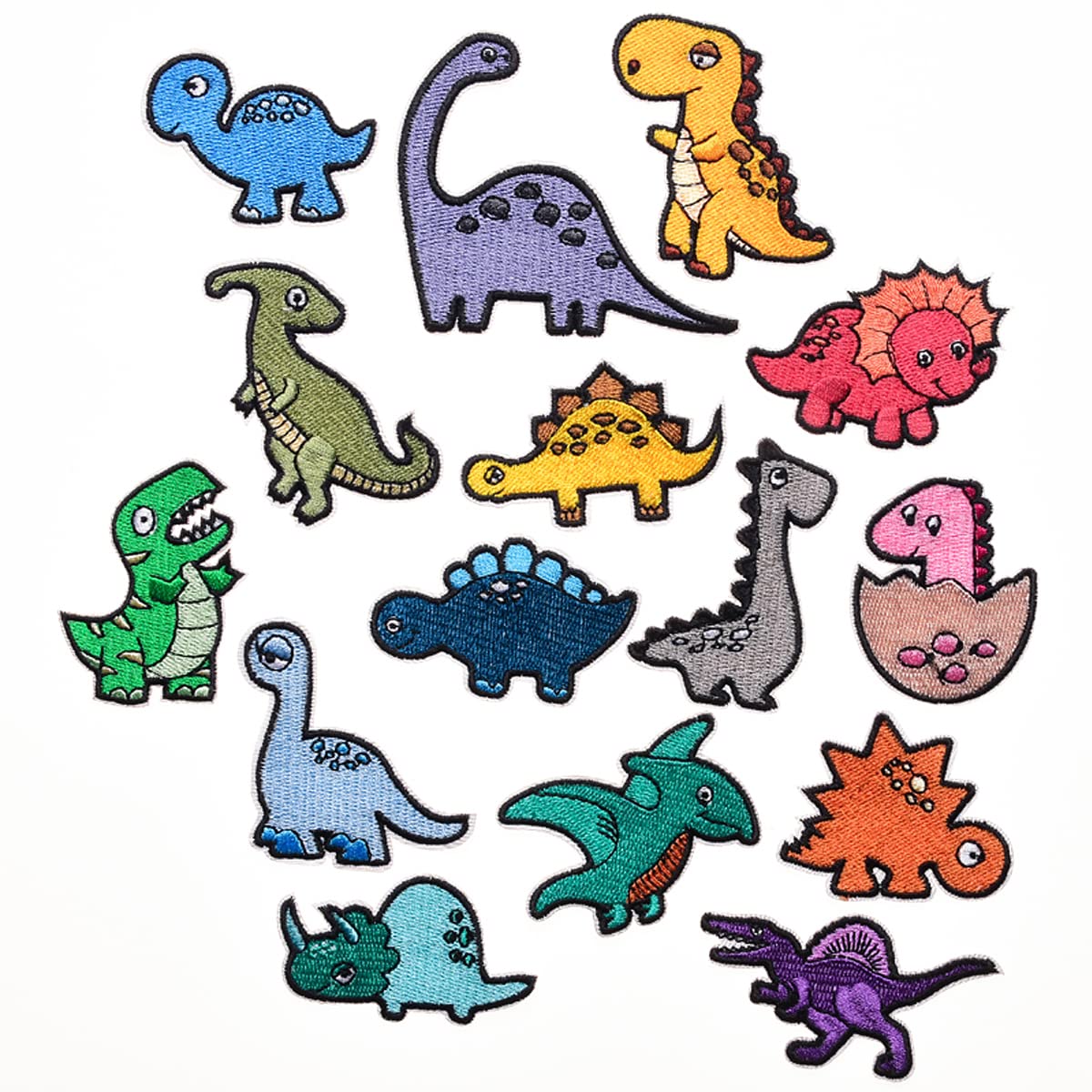 15Pcs Dinosaurs Iron on Patches, Embroidered Applique Patches for Kids