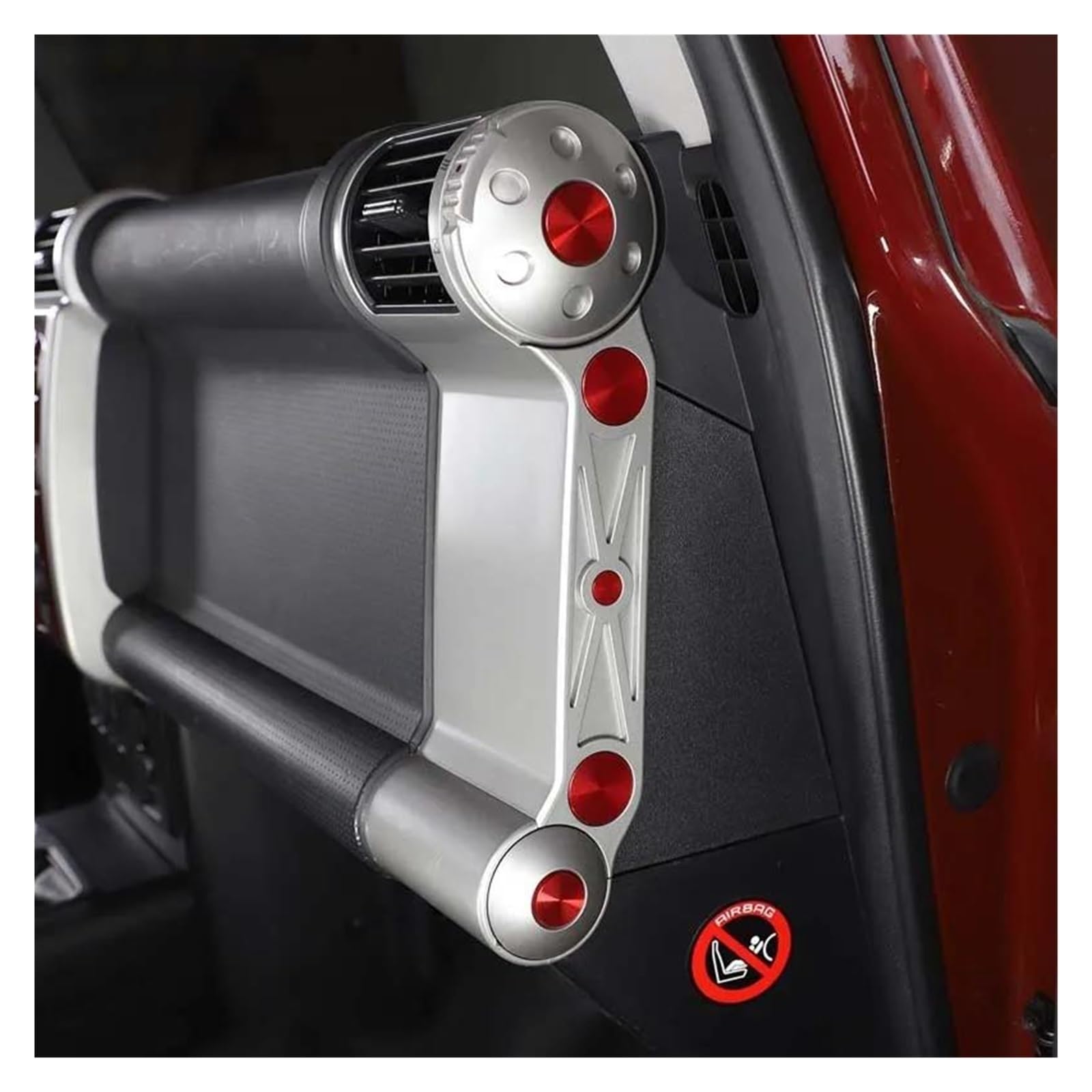 Rivestimento interno della consolle centrale Per FJ per Cruiser 2007-2021 Adesivi per coperture di protezione delle viti del cruscotto della portiera per dell'auto(Rosso)