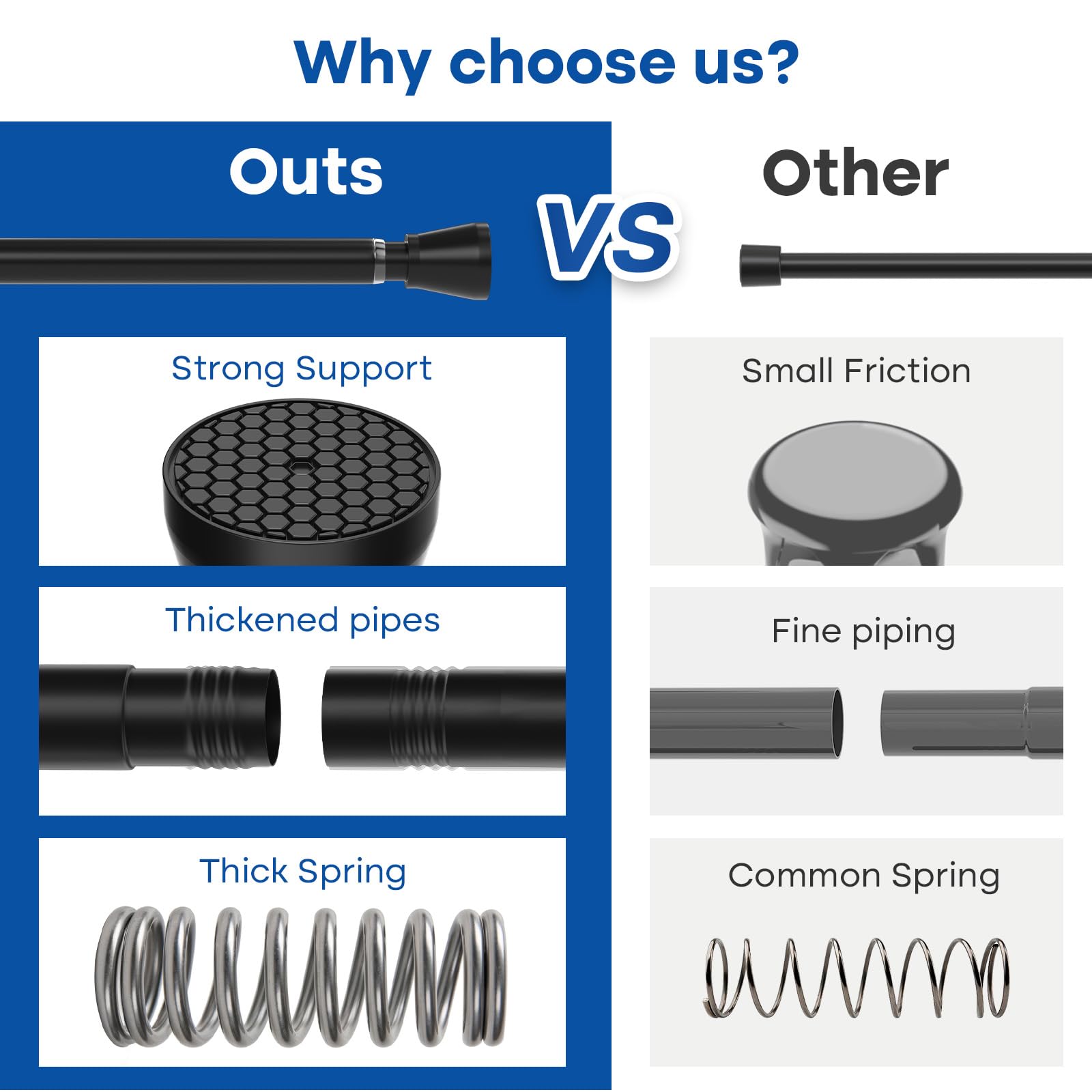 Snapklik.com : QINGYUN Black Tension Curtain Rod 16 To 26 Inch Spring ...