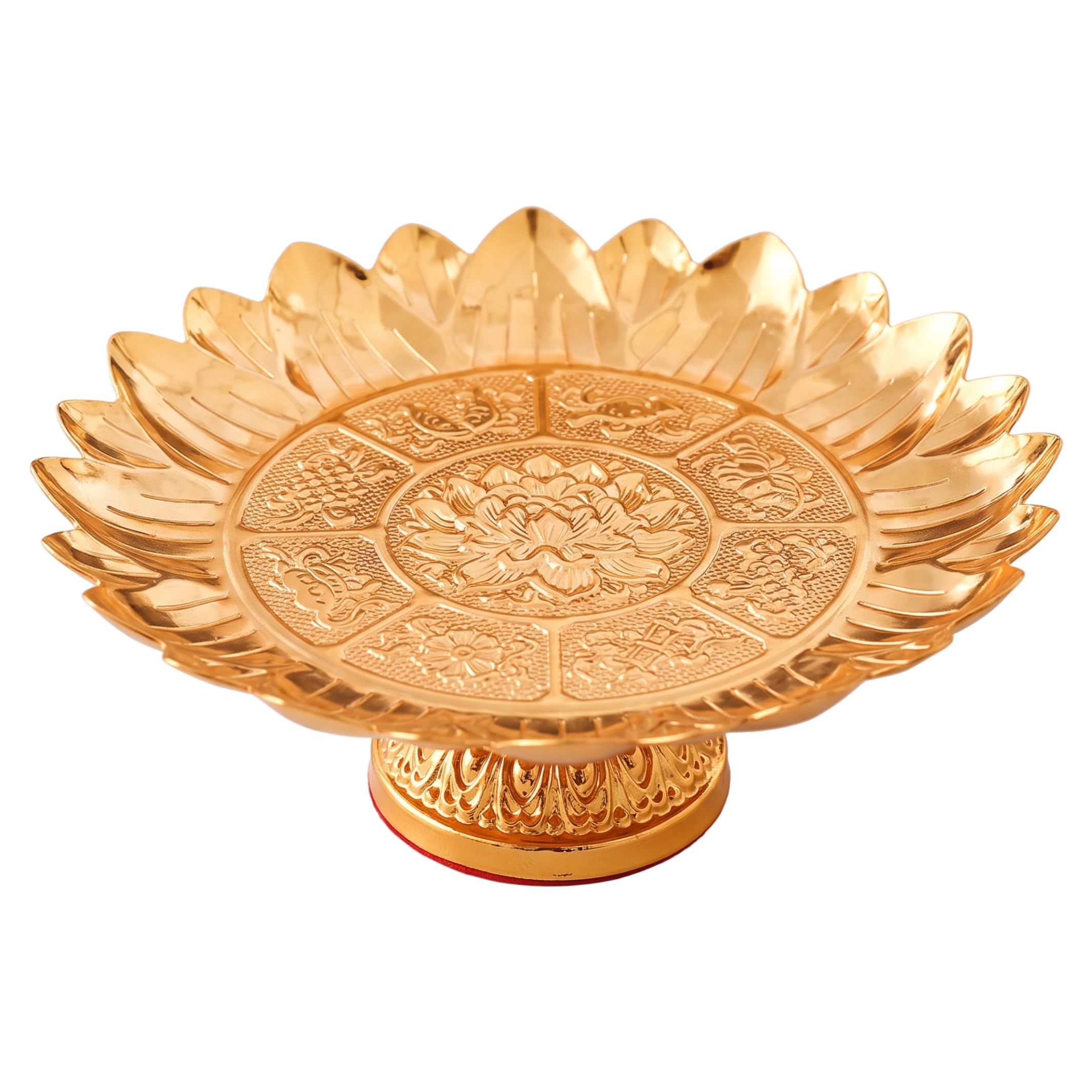 Plato de ofrendas de loto doble Temeemeg frutero firme con pedestal