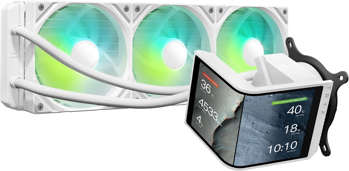 Panorama SE 360mm AIO White Curved Screen GIPHY Built-in Asetek 280w | 6.67'' AMOLED, 2K 60Hz, Rotatable, KANALI Highly Customizable, ROTA ARGB Fans, Whisper Quiet, Intel LGA 1851/1700 AMD AM5/AM4