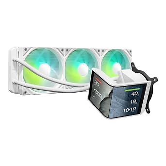 TRYX PANORAMA SE 360 ARGB White 360mm AIO Rotatable 6.67 AMOLED Curved Screen 3D Anamorphic Effect Customizable AIO Cooler 360mm White Asetek Adela 280w TDP Intel LGA 1851/1700/1200/115X AMD AM5/AM4
