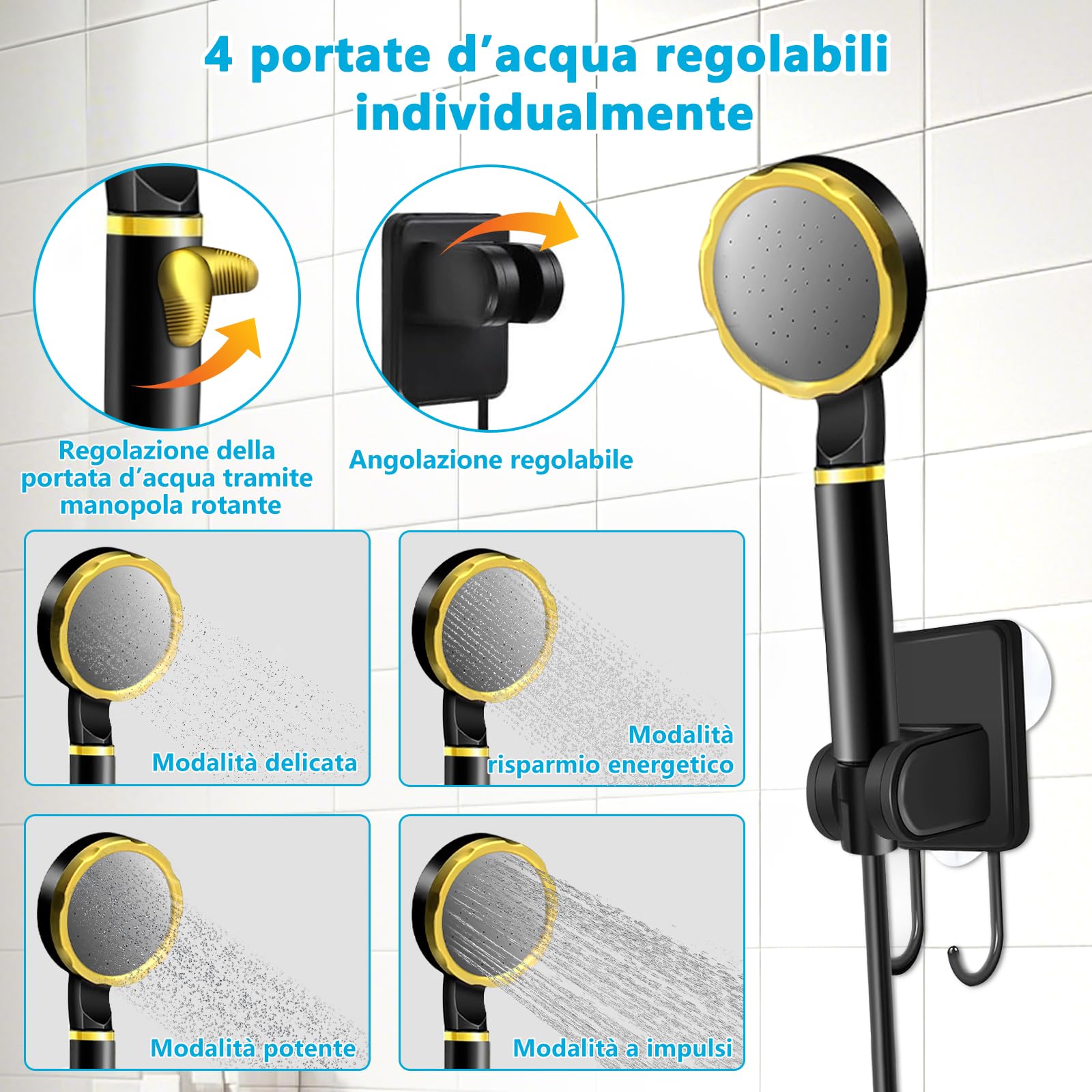 Doccia da Campeggio,Ricaricabile 6000mAh Doccia Ricaricabile Portatile,Doccia Portatile,Doccia Campeggio con Display Digitale a LED e Secchio Pieghevole,per All'aperto,Campeggio,Spiaggia
