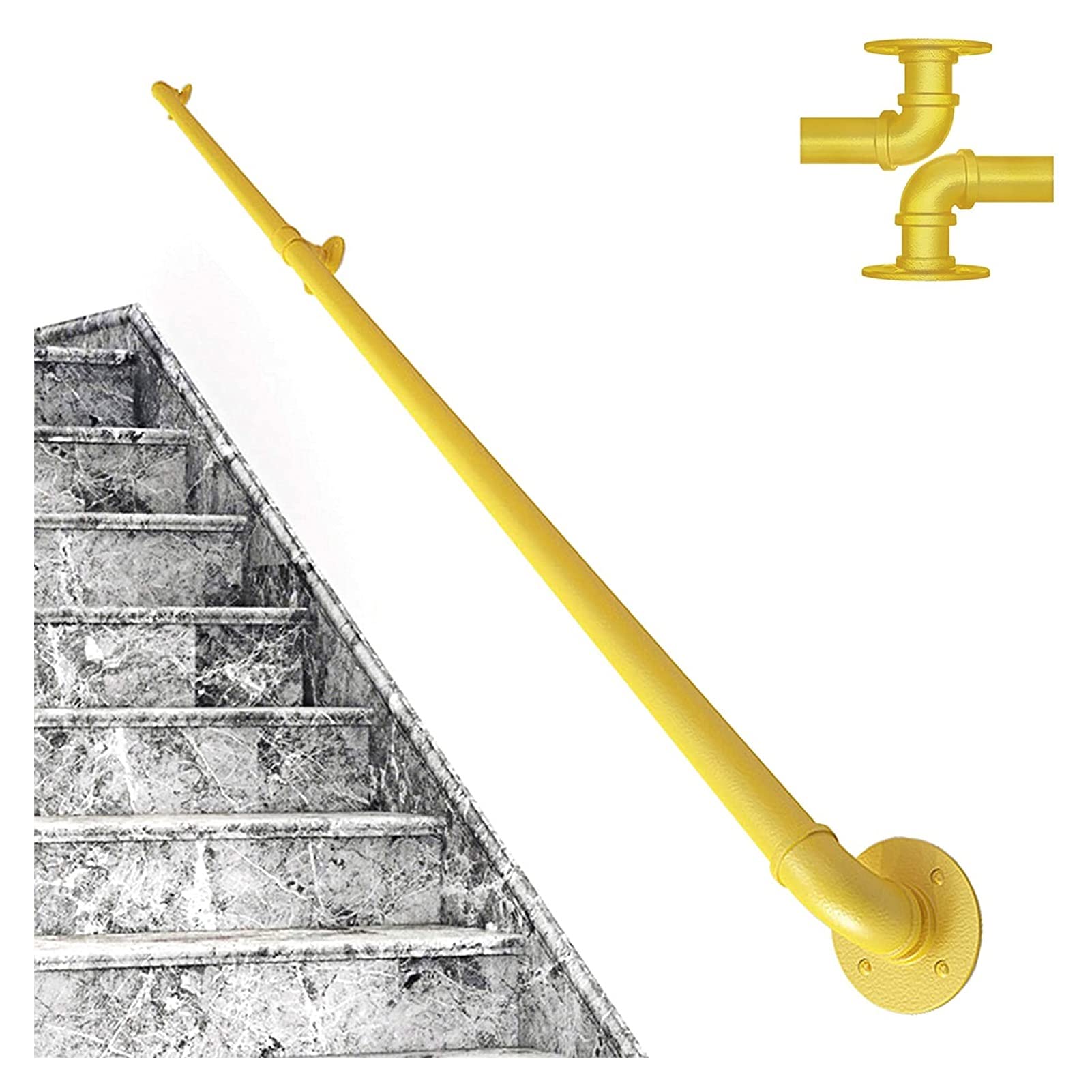 Main courante pour escalier de loft rampe en métal jaune pour marches intérieures