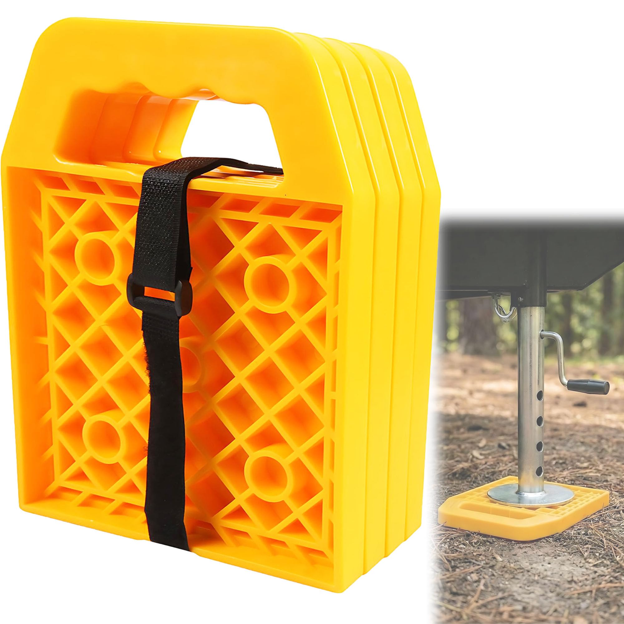 Set Di 4 Cuscinetti Per Staffa Stabilizzatore RV, Cuscinetti Per Piedi Caravan, Piccoli Cuscinetti Per Martinetto Stabilizzatore, Stabili e Antiscivolo, Portatili, Terra Stabilizzatore