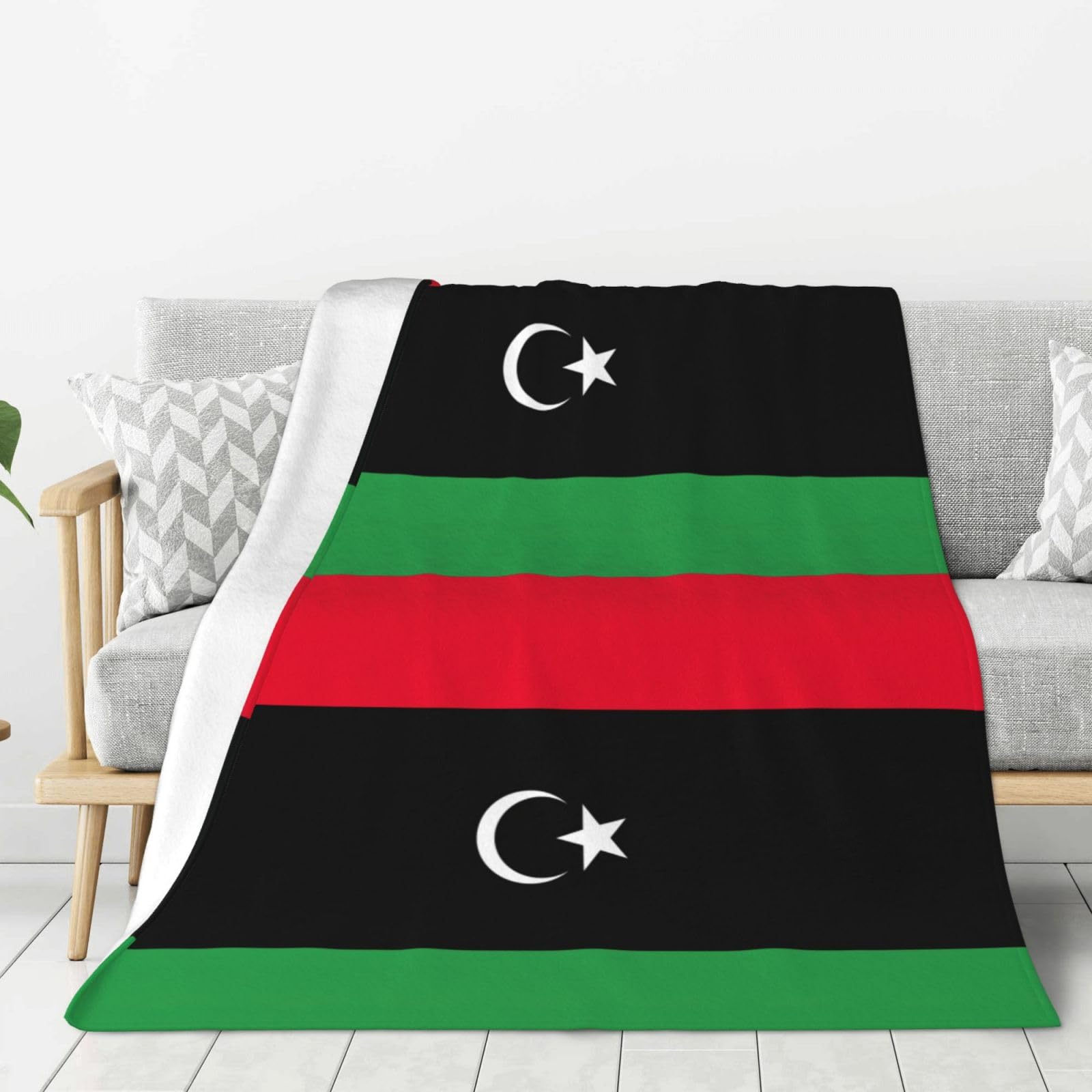 Couverture flanelle drapeau libyen plaid imprimé super doux pour le camping