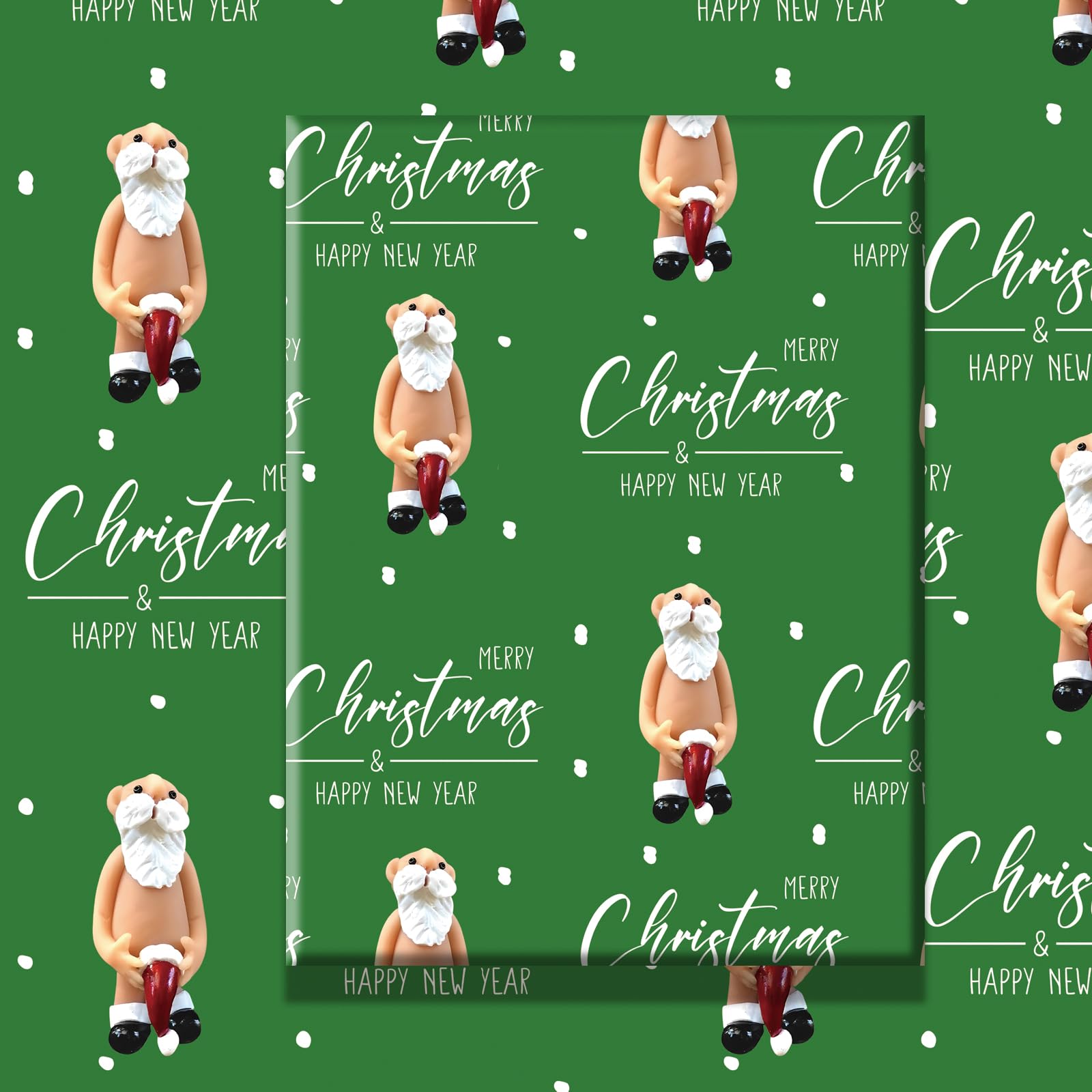 4 Naughty Christmas Wrapping Paper Sheets, Girls Gift Christmas Rude Novelty Santa Design Present for Women (men)
