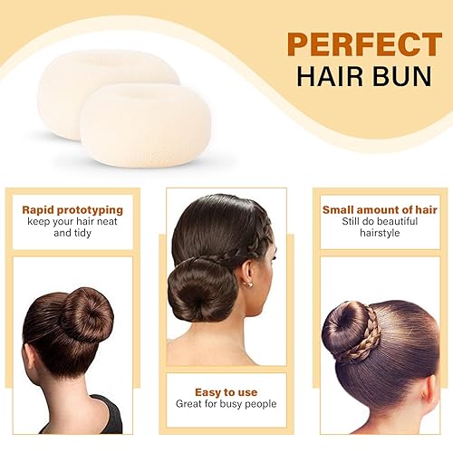 Miniatura 5 de Miss Pouty Máquina para hacer moños para el cabello (rubio)  Moldeador de bollos de rosquilla estilo anillo  Máquina para hacer bollos para el