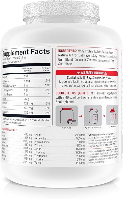 BASIC SUPPLEMENTS Basic Whey Protein Isolate, 26g Protein, 0g Fat, Gluten-Free, RBST-Free, Rapid Absorption, 110 Calories (5 Pound, Peanut Butter Cookie) image 2