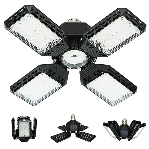 LED Garage Light,150W Deformable Garage Ceiling Lights,15000LM, 4 Adjustable Panels,