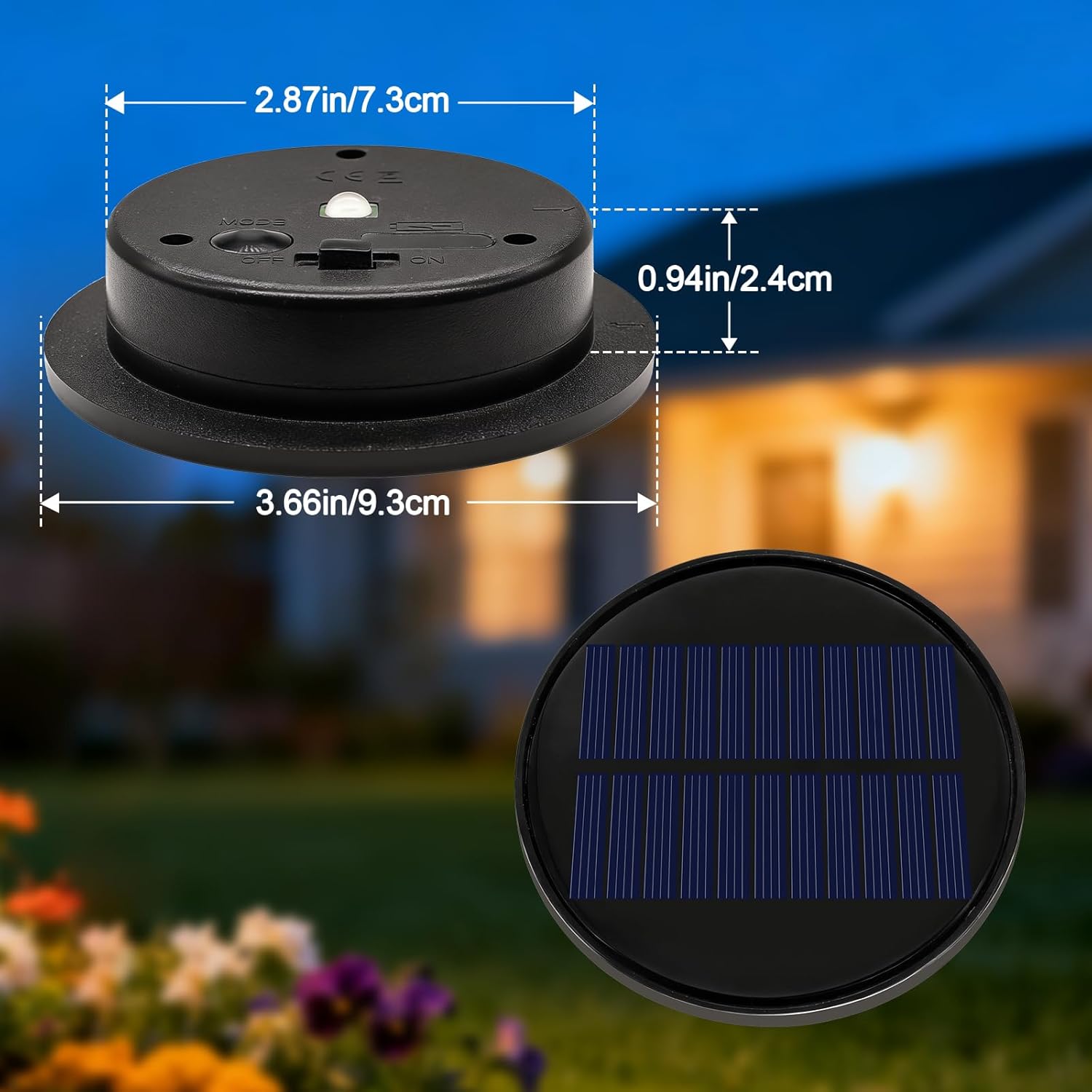 4 Pack Solar Lights Replacement Top Parts, 8 Colors Lantern Lid (Top 3.74 inch, Bottom 2.83 inch) 10 Lumens Lantern Lids Replacement Light for Hanging Solar Lanterns Outdoor Decorations Garden Patio