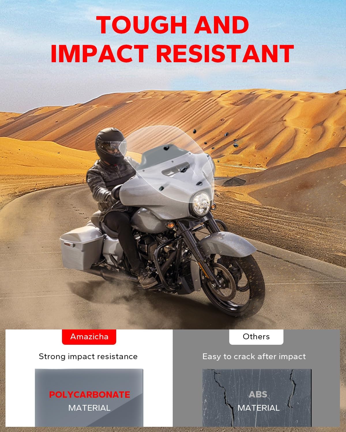 Amazicha 7" Smoke Wave Windshield Windscreen Compatible for 2014-2023 Harley Davidson Touring Street Glide/Electra Glide/Ultra Limited/Tri Glide FLHT FLHX FLHXS FLHTK (Tint)