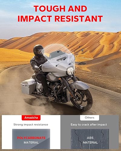Miniatura 39 de Amazicha Parabrisas ondulado negro de 7 pulgadas compatible con Harley Davidson Touring Street Glide/Electra Glide/Ultra Limited/Tri Glide FLHT FLHX