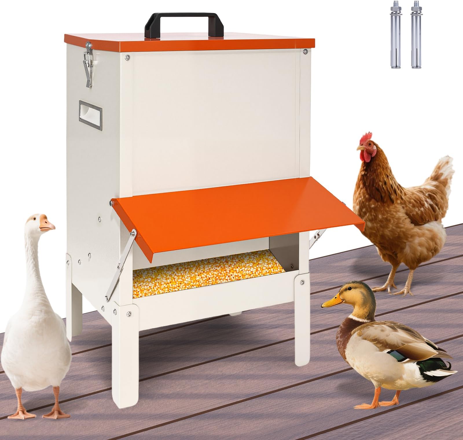 22 kg Automatic Chicken Feeder, Wall-Mounted Poultry Feeder, No Waste Poultry Feeder, Heavy Duty Rainproof Feeder for Chickens, Ducks, Goose Turkeys