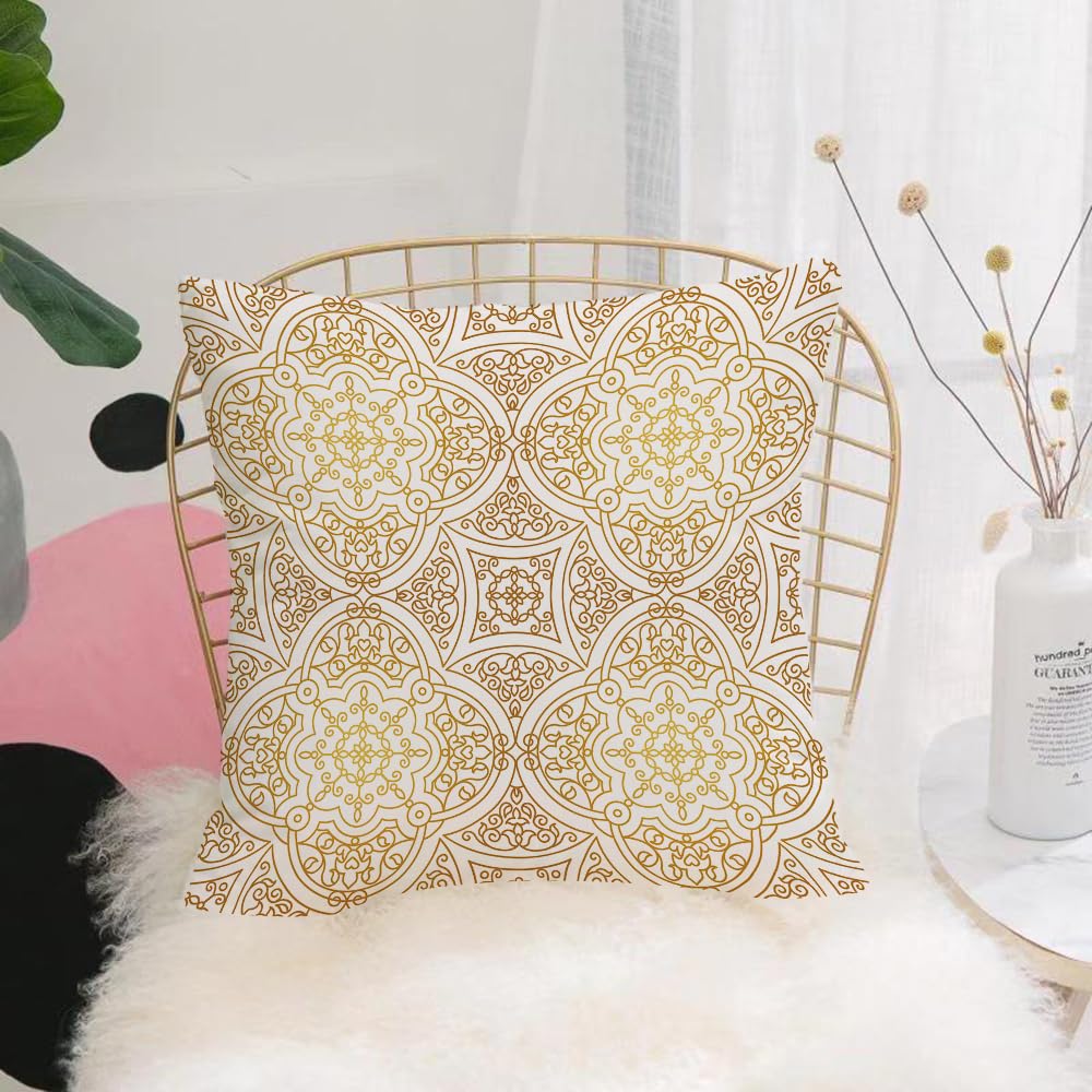 HYOSXW Cushion Cover,Throw Pillow Case Home Decorative for Living Room Bedroom Sofa Chair 16X16 Inch,Golden mandala, Victorian mandala patterns wrapped in decorative classic ethnic,Pillowcase 40X40cm