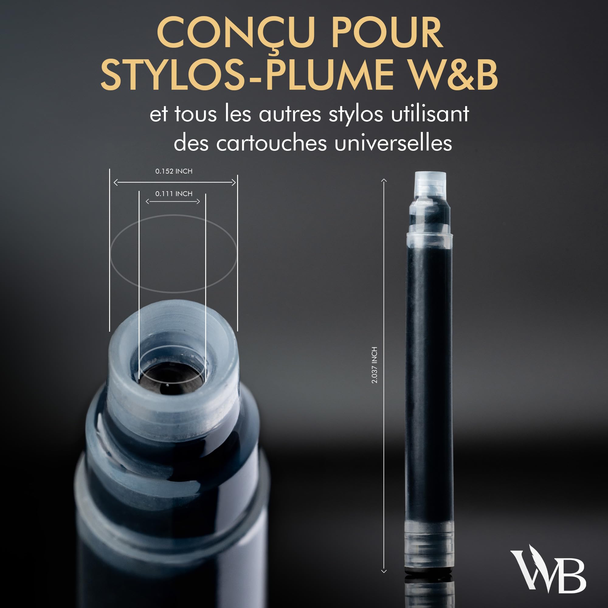 Wordsworth & Black Recharges pour Stylo Plume 30 Lot de Cartouches d'encre de Noir & Bleu - Taille Standard Internationale - Longueur ENV. 2,04 Pouces - Diamètre de Base ENV. 0,24 Pouce