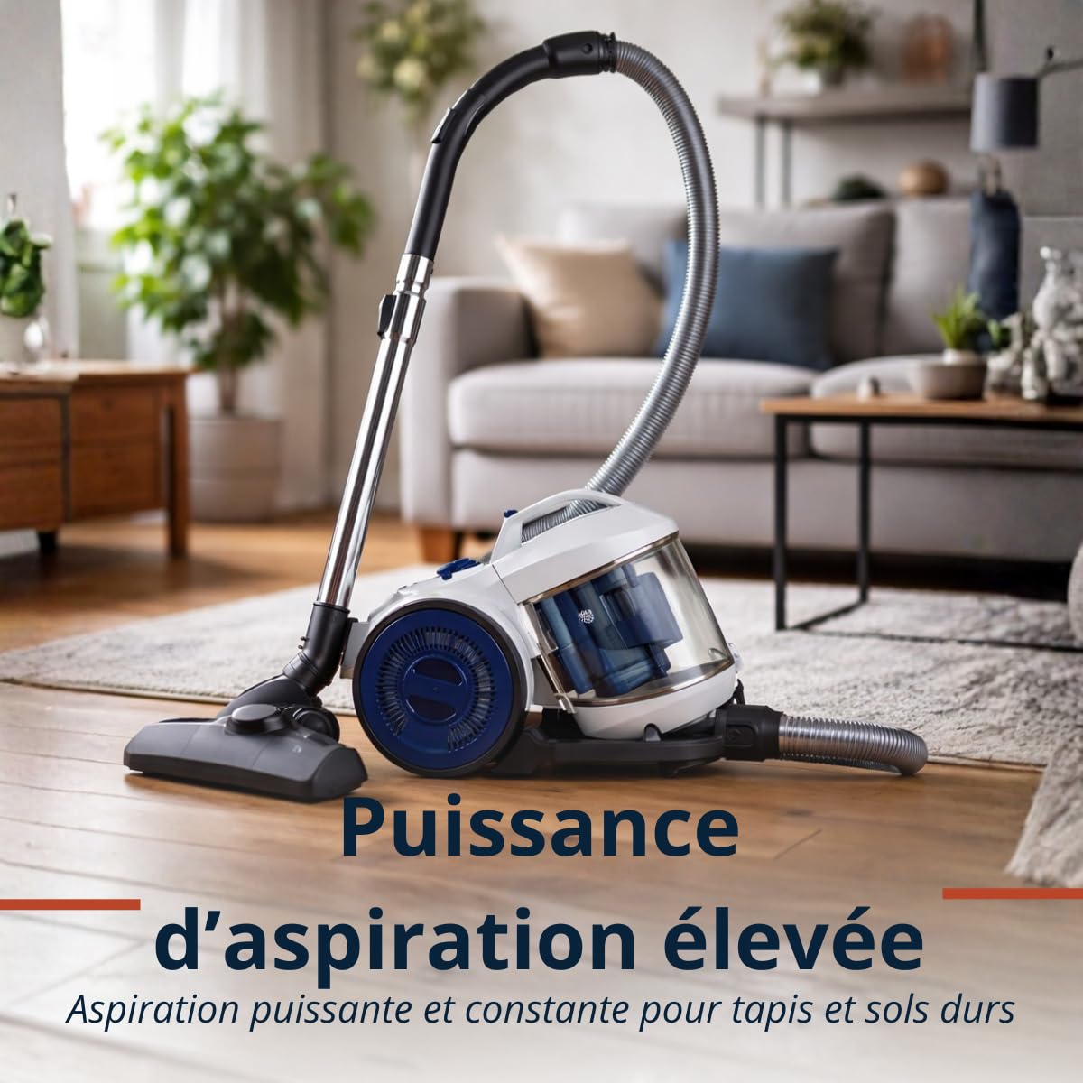 Dirt Devil Aspirateur Traineau sans Sac DD2503 - Aspirateur Puissant avec Filtre HEPA 12 et Brosse Combinée, Brosse Encastrée et Accessoire pour Meubles - Bac à Poussière 2,2L