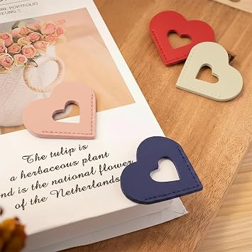 Heart Shape Bookmarks, 6PCS Corner Page Bookmarks for Women, Kids and Men, Cute Bookmark for Book Lovers (DLK-6PCS)