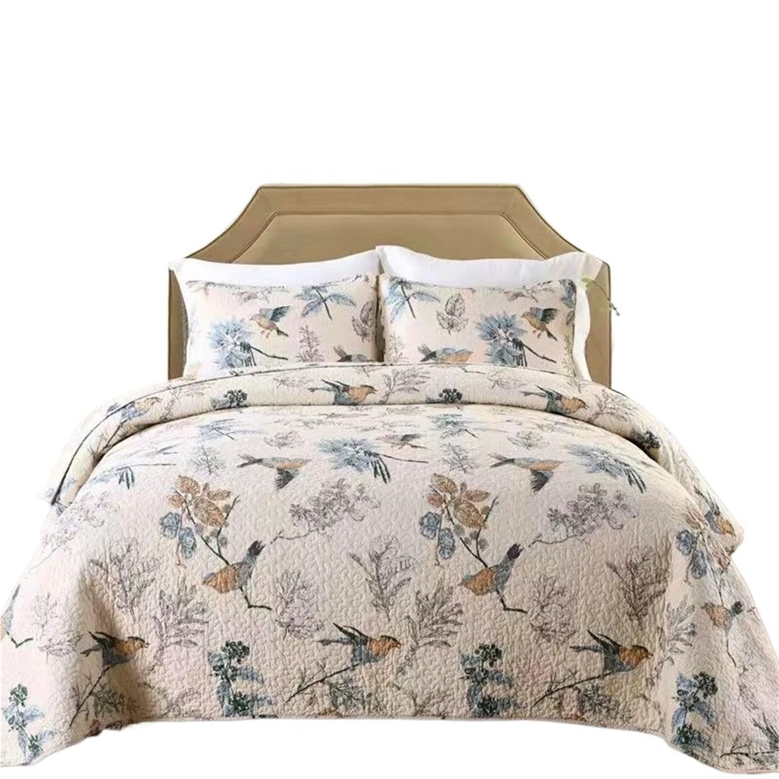 DAJGRHE Bedspread Cotton Quilted Bed Cover Queen Size Retro Bedding Set Coverlet Blanket Pillowcases(Violet,230x250cm 1pcs)