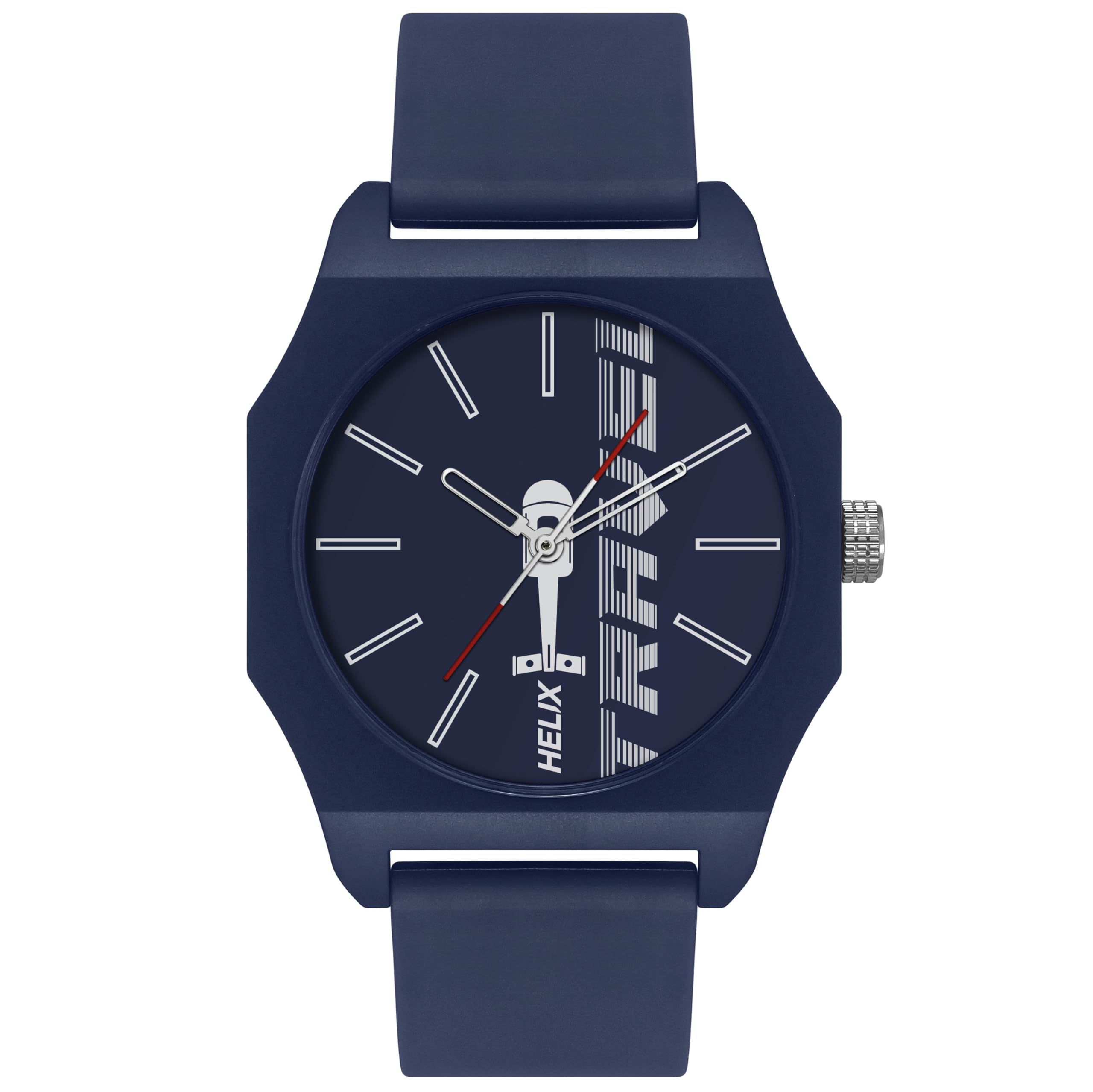 Helix by Timex Blue Octagon Analog Watches for Men | Quartz Movement Silicone Strap Men Watches | Upto 30 m Water Resistance with Buckle Closure | Gift for Men TW041HG14 (B0D75SLKTQ) Amazon Price History, Amazon Price Tracker