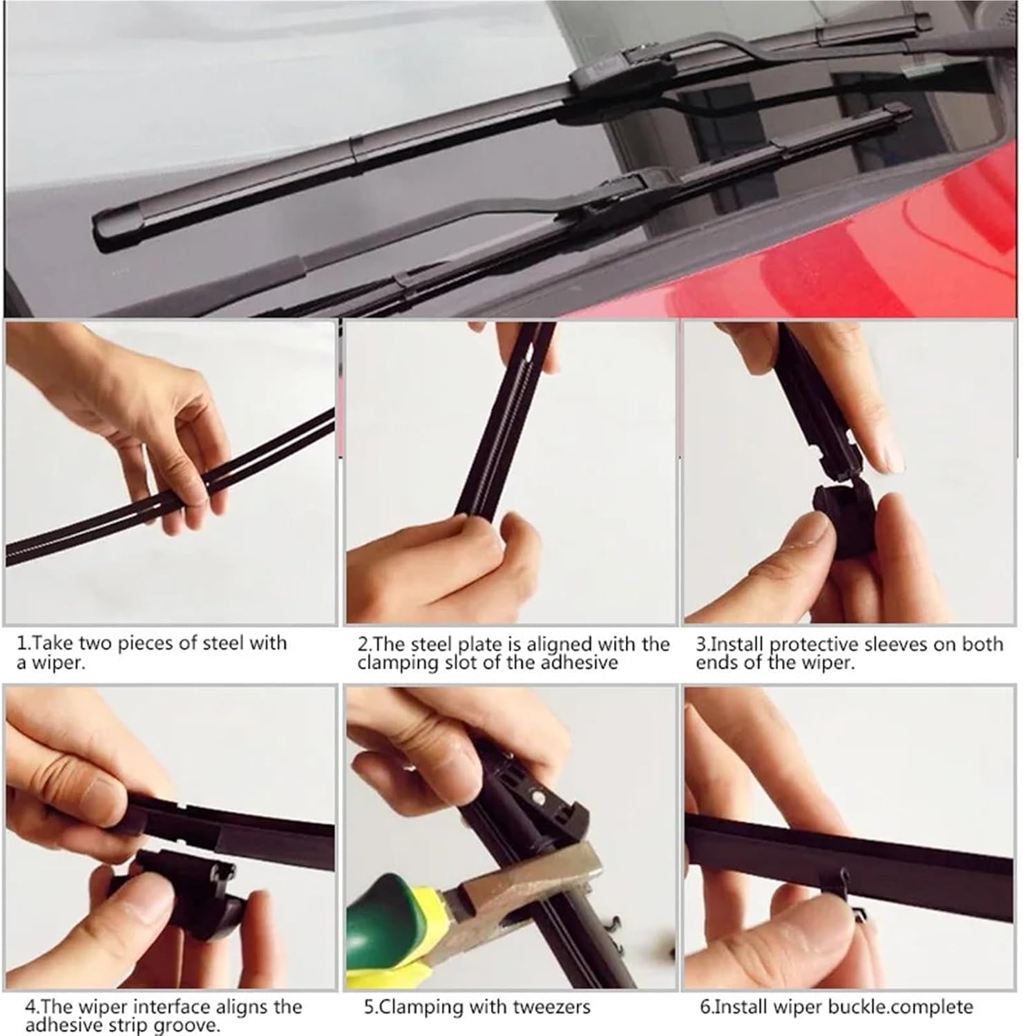 2pcs Car Vehicle Insert Rubber strip Type Beam Wiper Blade (Refill) 14" 16" 17" 18" 19" 20" 21" 22" 24" 26" 28" 30"32"(18 inch 450mm 2PCS)