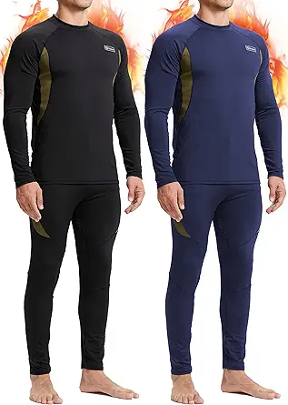 romision Thermal Underwear for Men, Fleece Base Layer Top & Bottom Set, Insulated Long Johns for Cold Weather Hunting