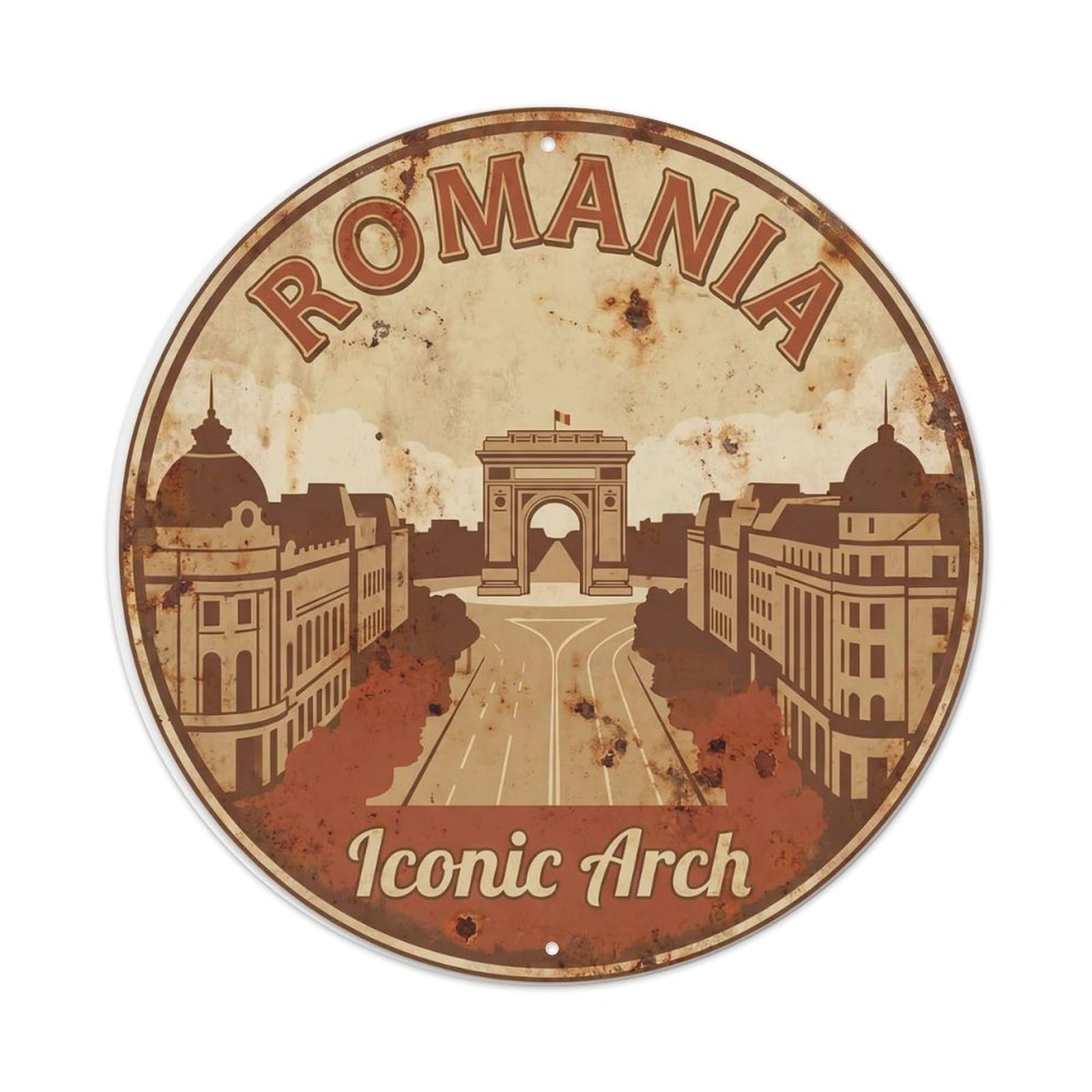 Vintage Travel Romania Triumph Iconic Metal Tin Sign
