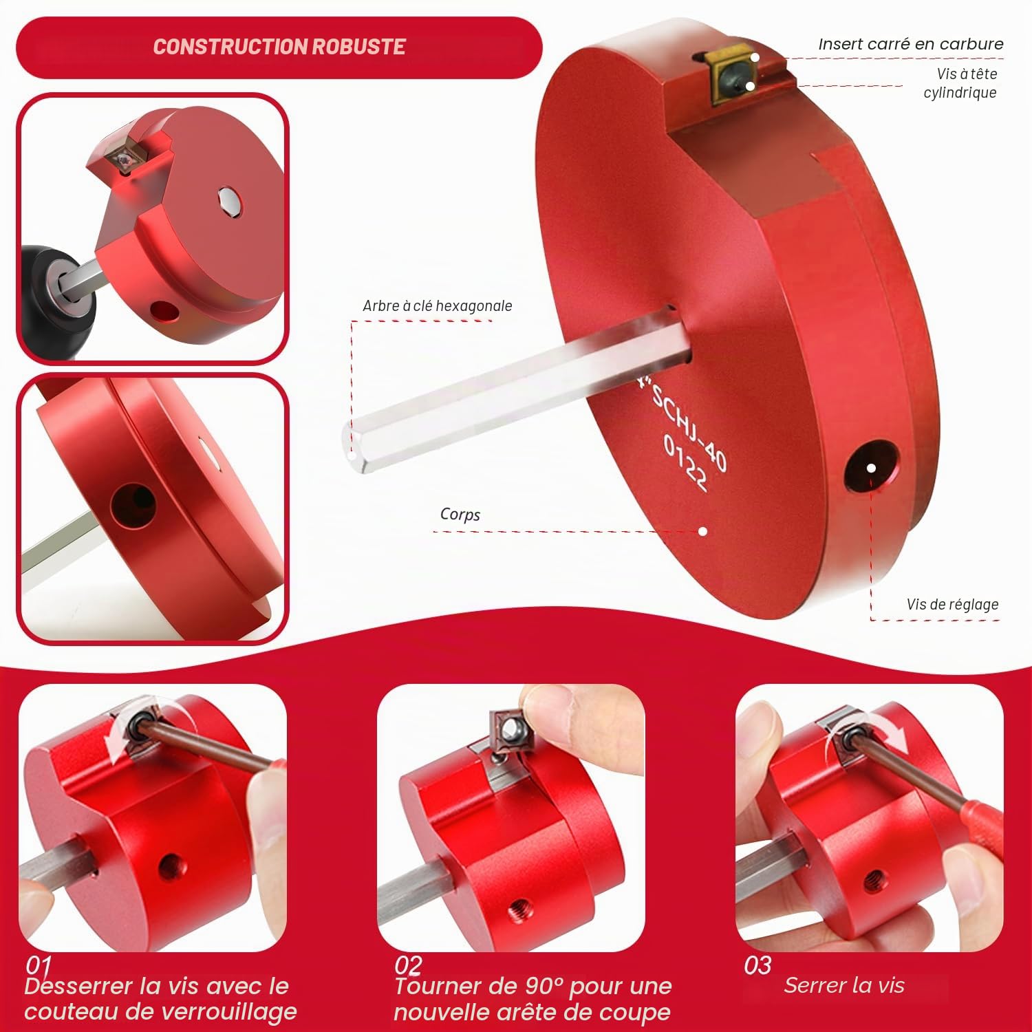 Kit d'alésoir pour tuyau PVC 9 pièces pour perceuses de 1/2" - Alésoir à coupe intérieure de 1/2", 3/4", 1", 1-1/4", 1-1/2", 2", 2,5", 3", 4" pour PVC, CPVC, ABS, conduits et tuyauterie industrielle