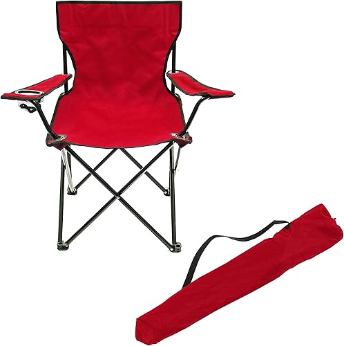 Miniatura 4 de Trademark Innovations Silla plegable de campamento de playa para exteriores, 18 pulgadas de largo x 31 pulgadas de ancho x 32 pulgadas de alto, rojo