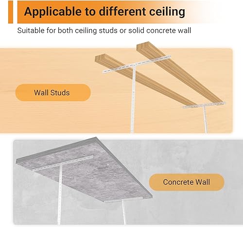 Vista 28 de Estante de almacenamiento de garaje de 4 x 8 pies, estante de almacenamiento de techo de metal resistente, de techo ajustable de 22 a 40 pulgadas