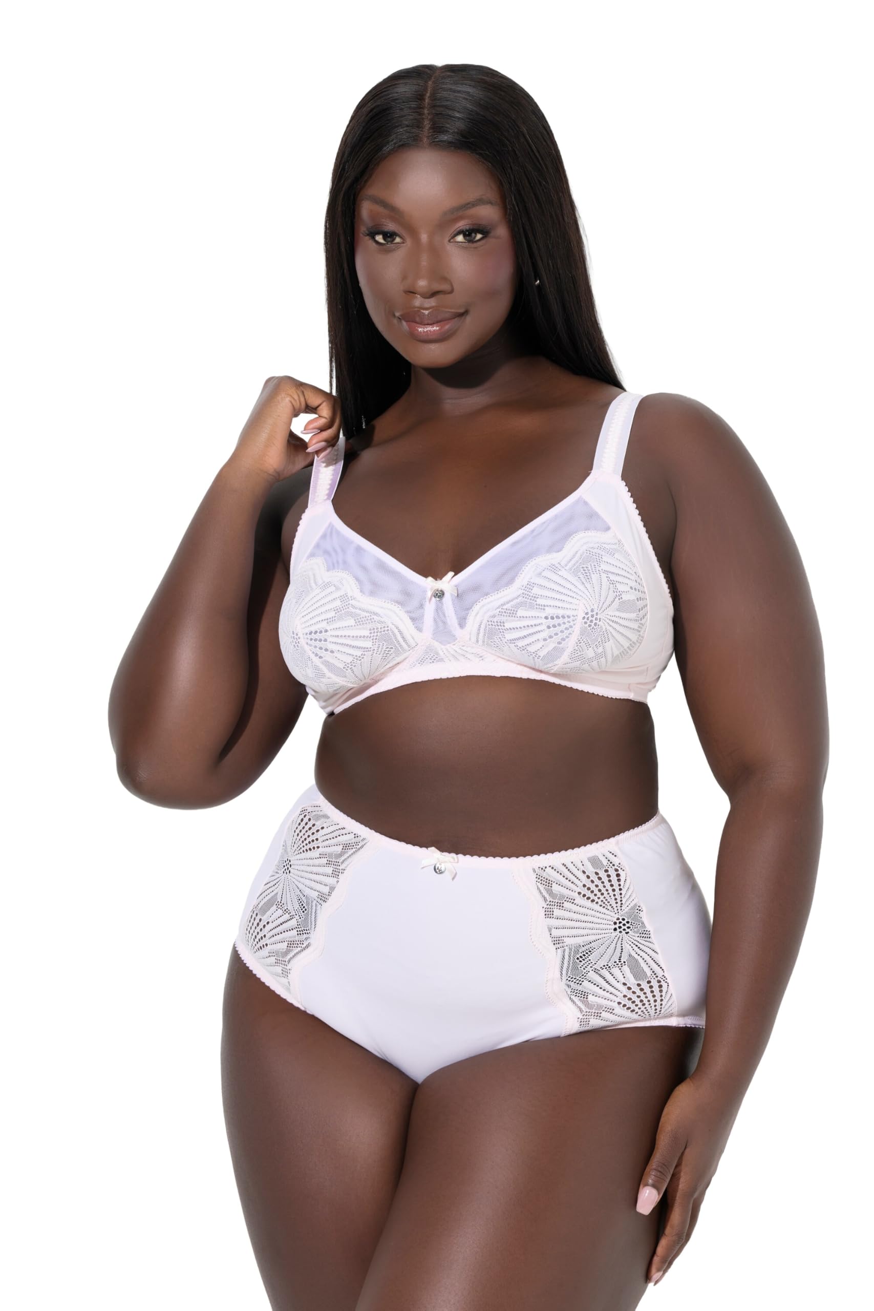 Ulla Popken Damen große Größen Übergrößen Plus Size BH, ohne Bügel, Mesh, Spitze 825785